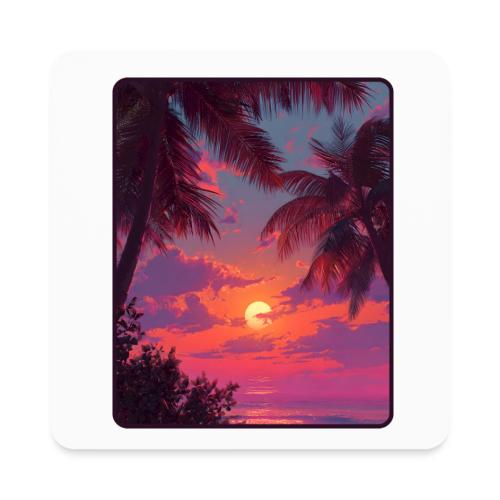 Tropical Sunset Palm Silhouette Design - Square Magnet