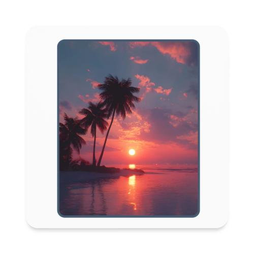 Tropical Sunset Ocean Reflection Design - Square Magnet