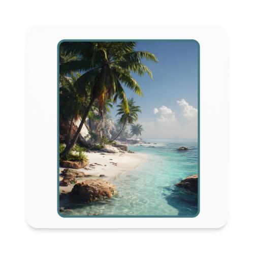 Tropical Beach Paradise Palm Design - Square Magnet