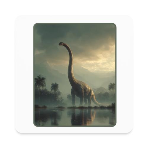 Brachiosaurus Misty Lake Design - Square Magnet