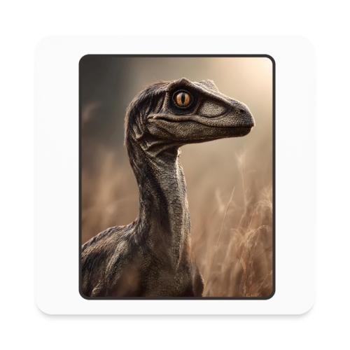 Velociraptor Feathered Portrait Design - Square Magnet