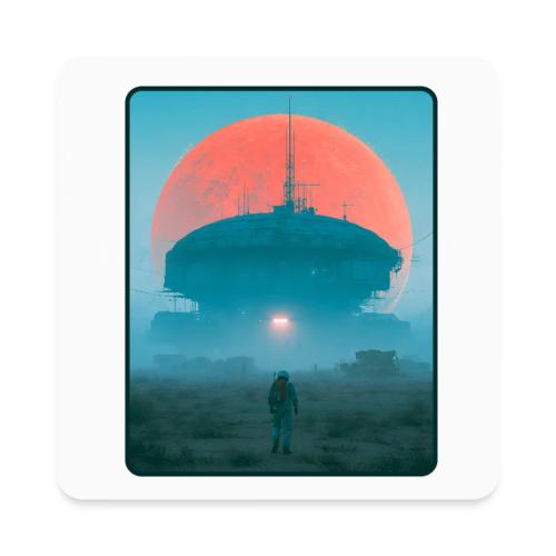 Astronaut Alien Outpost Design - Square Magnet