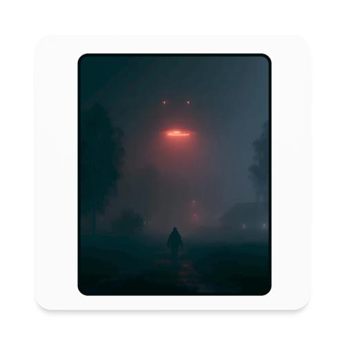 Mysterious UFO Encounter Design - Square Magnet
