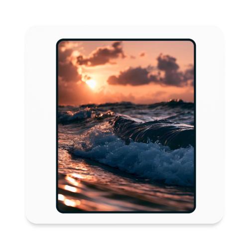 Golden Sunset Ocean Wave - Square Magnet