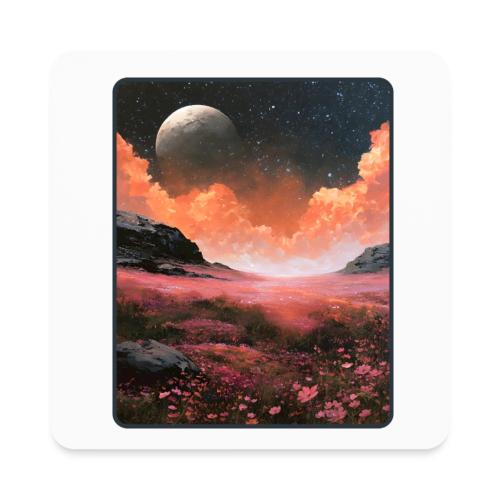 Moonlit Fantasy Flower Landscape - Square Magnet
