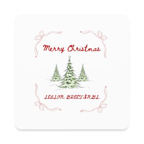 Beautiful Green Christmas Tree Graphic - Square Magnet