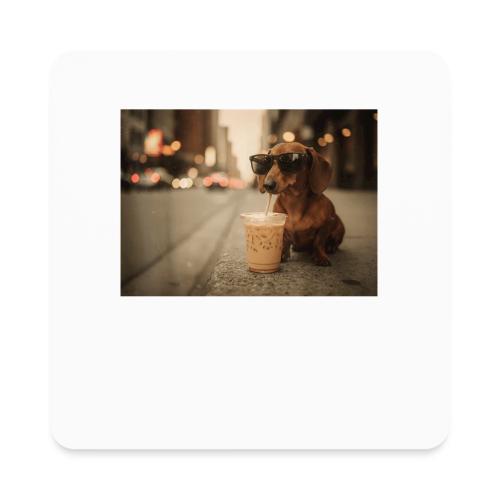 Funny Dachshund Iced Coffee Lover Tee - Square Magnet