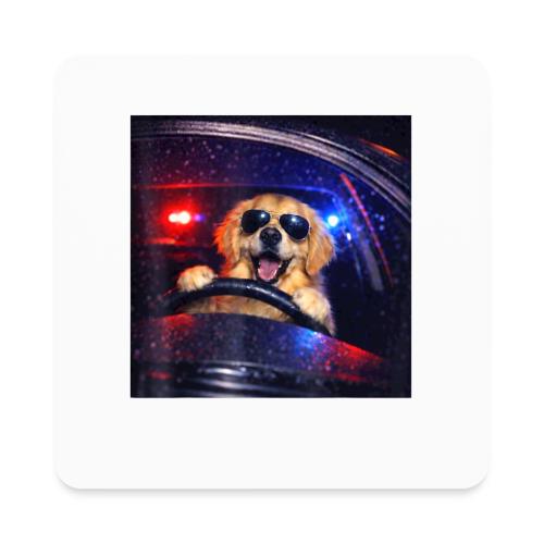 Funny Police Golden Retriever Meme Tee - Square Magnet