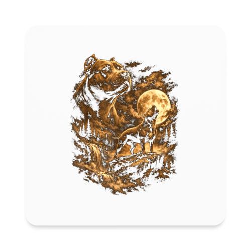 Pit Bull Howling Moon Fantasy Forest Tee - Square Magnet