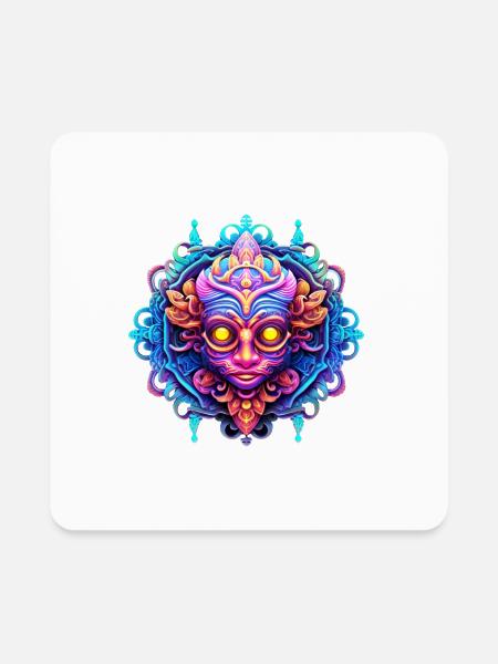 Ancient Face - Square Magnet - white - Front