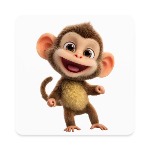 Happy Baby Monkey Standing - Square Magnet