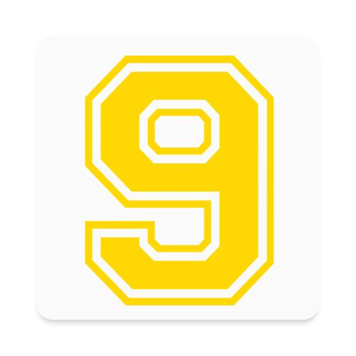 Number 9 in a classic athletic collegiate font - Square Magnet