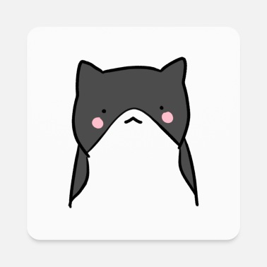 Cute kawaii cat anime cartoon kitten head black' Sticker | Spreadshirt