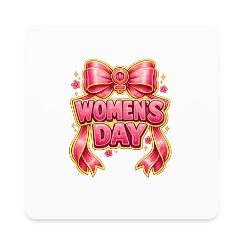 Cute Pink Bow Women’s Day Feminist Symbol - Square Magnet