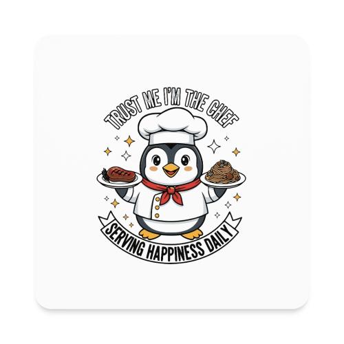 cute Penguin Chef-Funny Cartoon Daily Happiness - Square Magnet