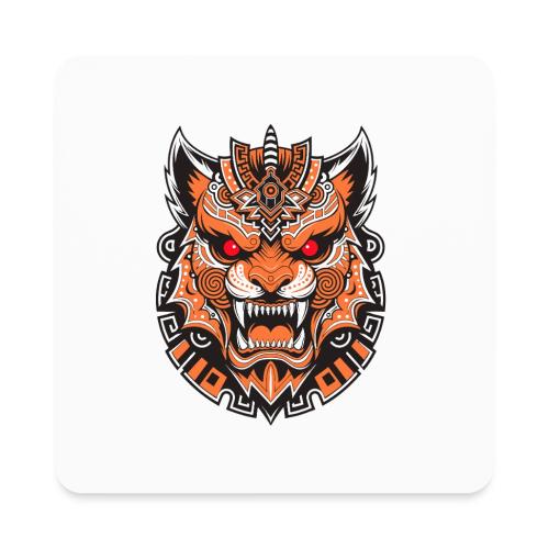 Tribal Demon Wolf Mask - Square Magnet
