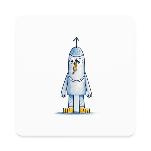 Funny Doodle Bird Character - Square Magnet