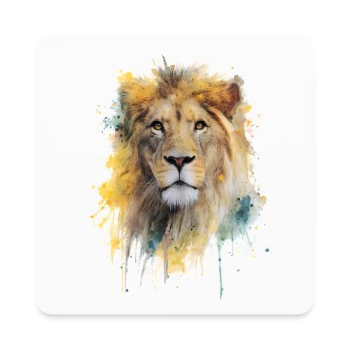 Watercolor Lion Portrait - Square Magnet