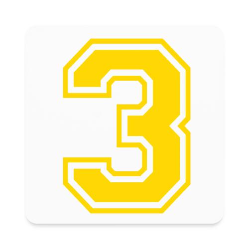 Number 3 in a classic athletic collegiate font - Square Magnet