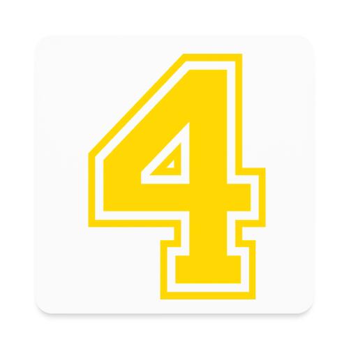 Number 4 in a classic athletic collegiate font - Square Magnet