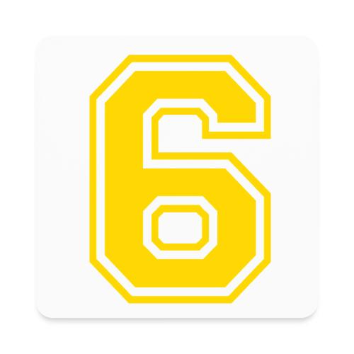 Number 6 in a classic athletic collegiate font - Square Magnet