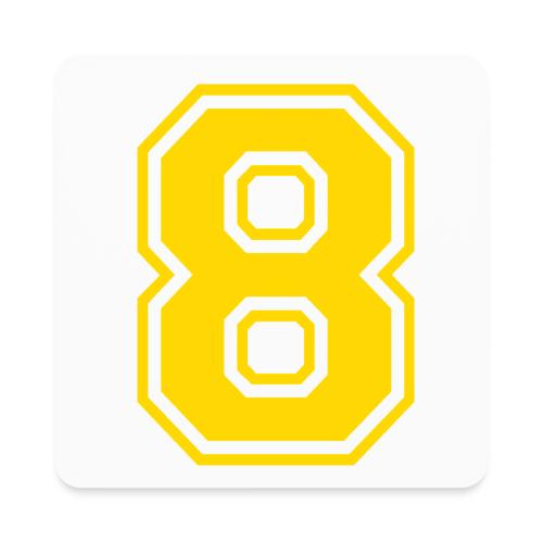Number 8 in a classic athletic collegiate font - Square Magnet