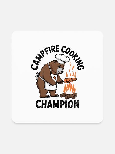 Campfire cooking champion - Square Magnet - white - Front