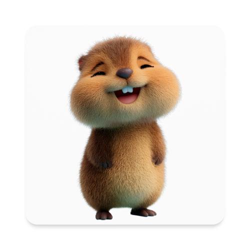 Joyful Cartoon Baby Beaver - Square Magnet