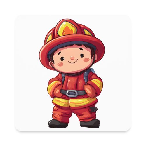 Friendly Firefighter Hero - Square Magnet