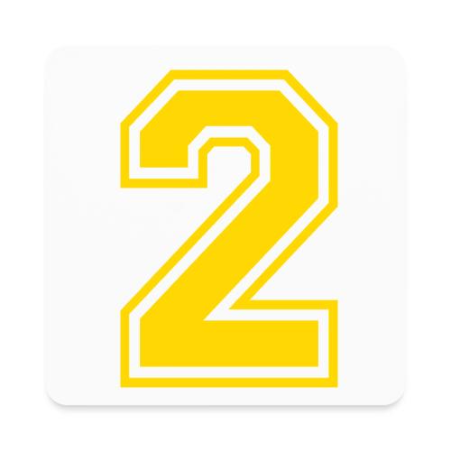 Number 2 in a classic athletic collegiate font - Square Magnet