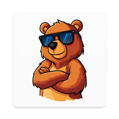 Cool Bear Sunglasses Cartoon Design - Square Magnet