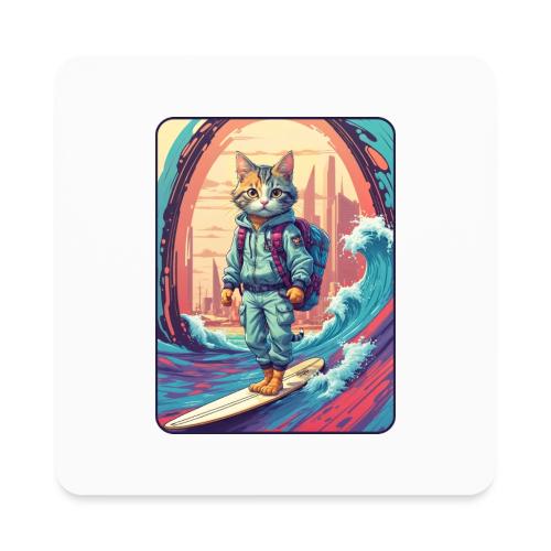 City Surf Messenger Cat - Square Magnet