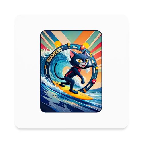 Wavecat Surfing A Rainbow Sunrise - Square Magnet