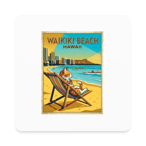 Waikiki Beach Cat - Square Magnet