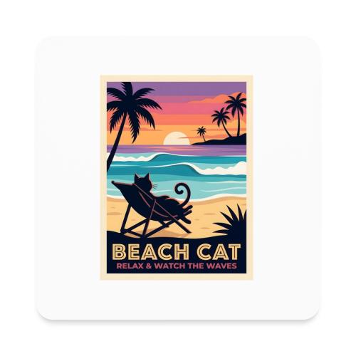 Beach Cat - Square Magnet
