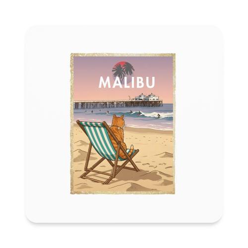 Malibu Beach cat - Square Magnet