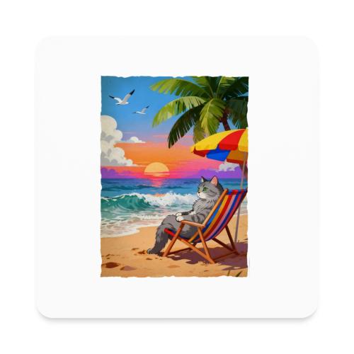 Rainbow Beach cat - Square Magnet