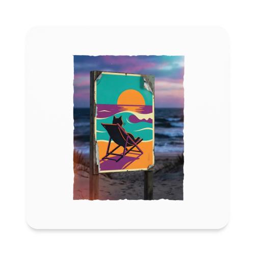 Sunset Cat Sign - Square Magnet