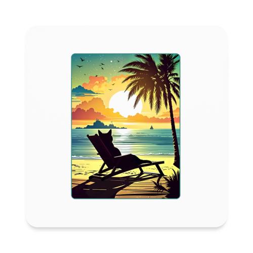 Sunset Cat - Square Magnet