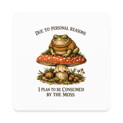 Frog Consumed by Moss Cottagecore Aesthetic - Square Magnet