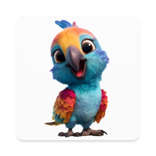 Colorful Cartoon Baby Parrot Design - Square Magnet