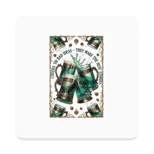 Cheers to Bad Ideas Tankards Graphic Tee - Square Magnet