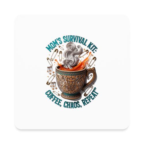 Mom's Survival Kit Tee | Coffee Chaos - Square Magnet