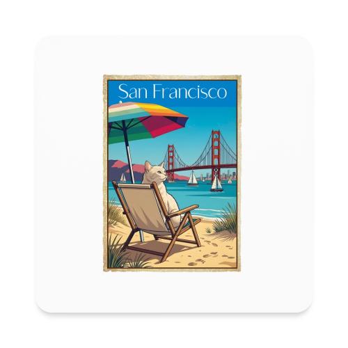 San Francisco Beach Cat - Square Magnet