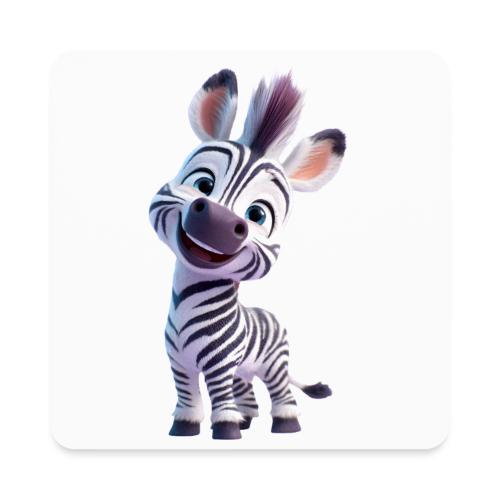Playful 3D Baby Zebra Smiling Brightly - Square Magnet
