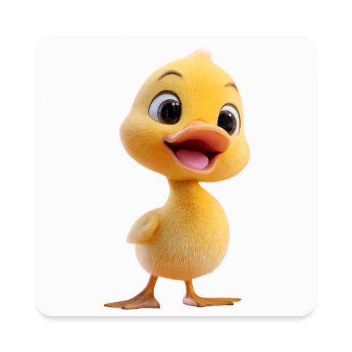 Bright Yellow Baby Duck Smiling - Square Magnet