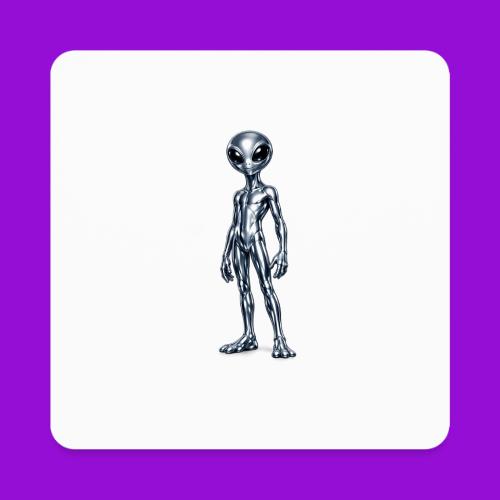 Silver Alien - Square Magnet