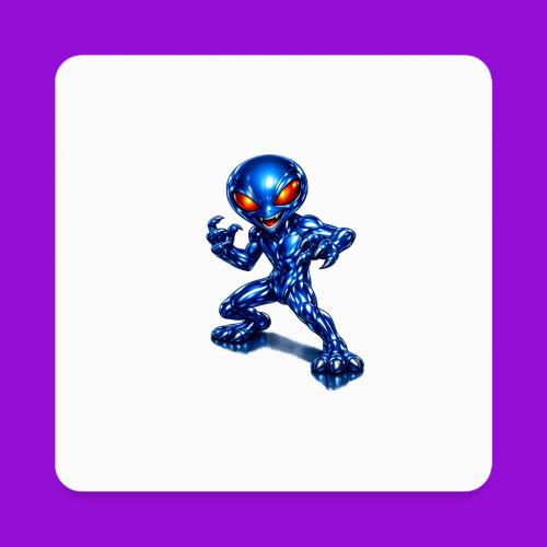 Angry Blue Alien - Square Magnet