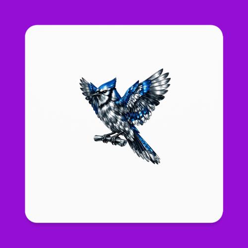 Silver Blue Jay Open Wing Perch - Square Magnet