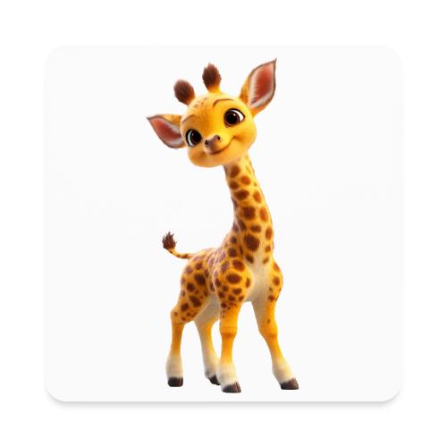 Adorable 3D Baby Giraffe with Big Eyes - Square Magnet